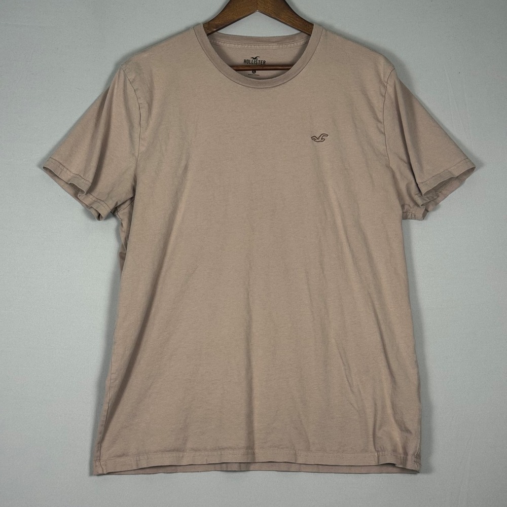 Hollister T-Shirt Mens XL Tan Excellent Short Sleeve Cotton Seagull Logo